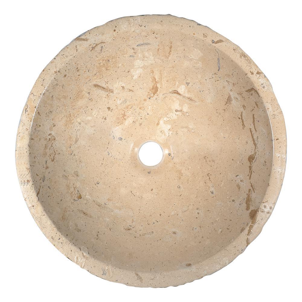 Desert Basin Vessel Sink in Classic Cream Marble - Super Arbor