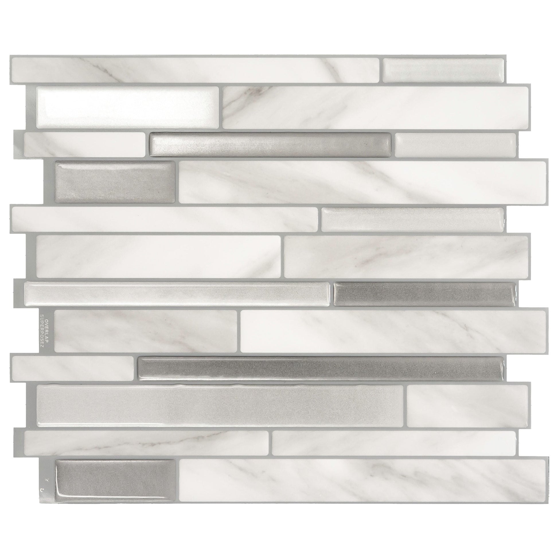 Smart Tiles Milano Carrera Gray Marble 10-in x 11-in Multi-finish Resin Brick look Peel and stick Wall Tile product image
