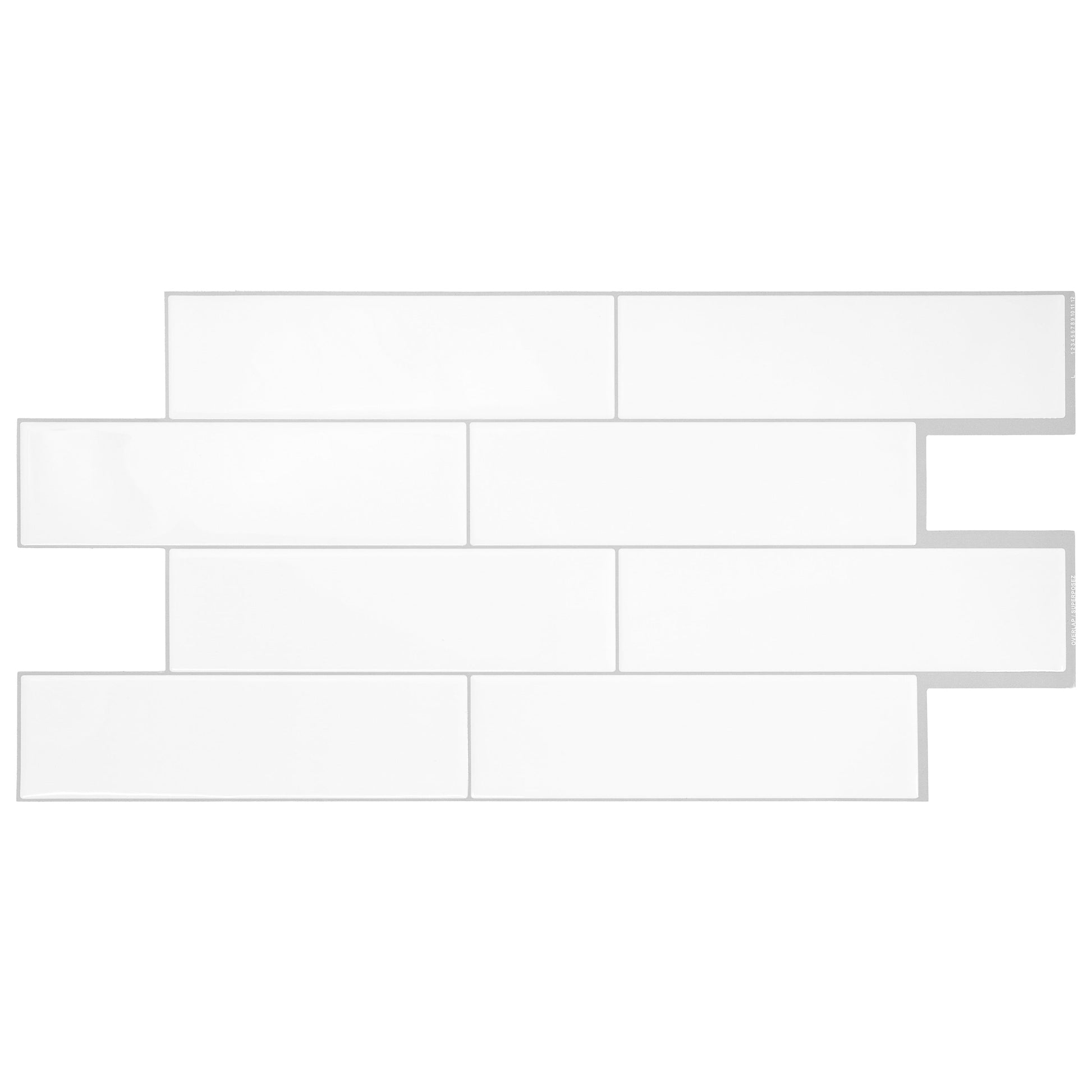 Smart Tiles Oslo White White 23-in x 11-in Glossy Resin Subway Peel and stick Wall Tile product image