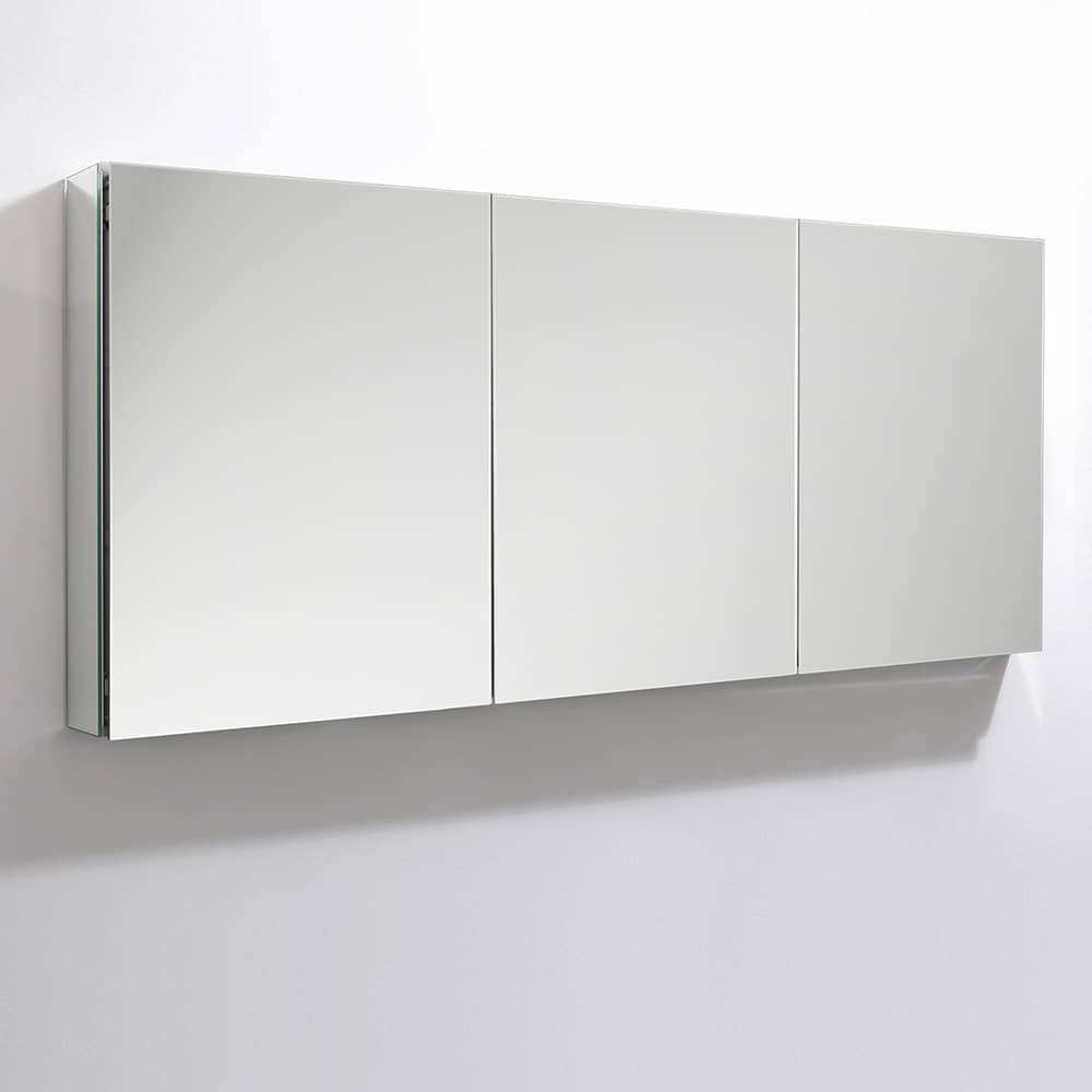 Fresca 59-in x 36-in Surface/Recessed Mount Mirror Mirrored Medicine Cabinet
