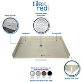 Redi Free 37 in. x 72 in. Barrier Free Shower Base with Center Drain and Polished Chrome Drain Plate - Super Arbor