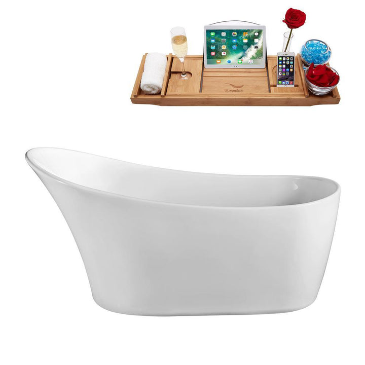 59.1 in. Acrylic Flatbottom Non-Whirlpool Bathtub in White - Super Arbor