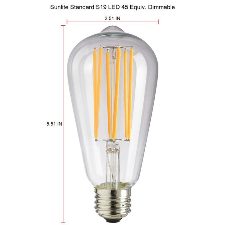 Sunlite 40-Watt Equivalent ST19 Dimmable Vintage Edison LED Light Bulb, Amber 2200K (6-Pack)