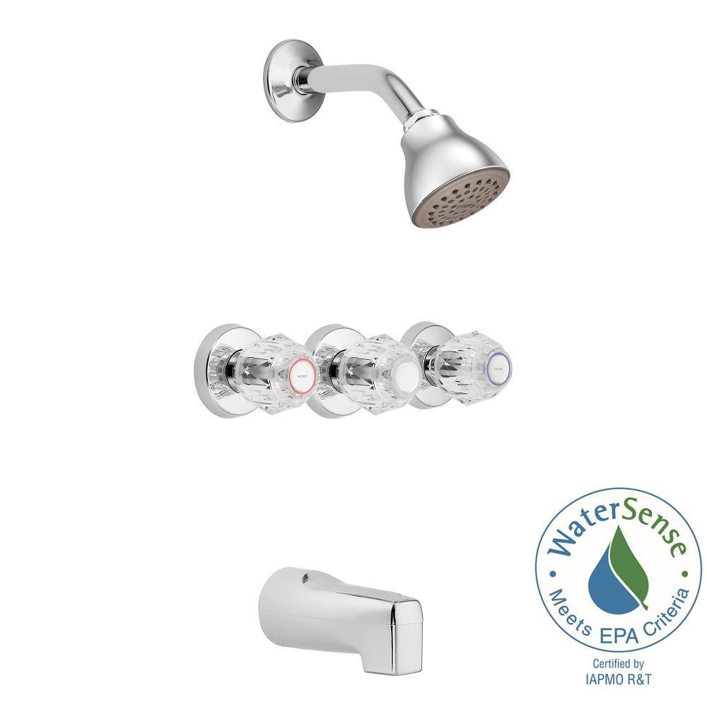 Chateau 3-Handle 1-Spray Tub and Shower Faucet in Chrome (Valve Included) - Super Arbor
