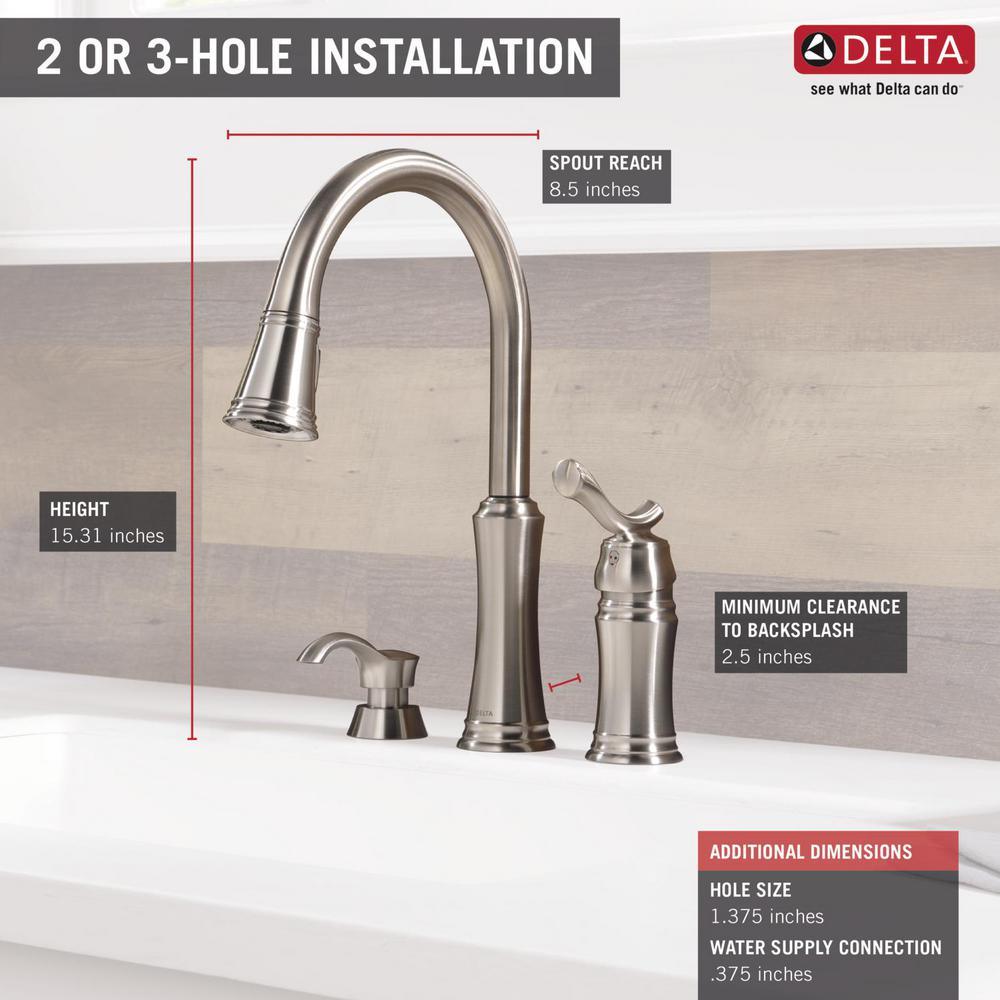 Lakeview Single-Handle Pull-Down Sprayer Kitchen Faucet with Soap Dispenser in Stainless - Super Arbor
