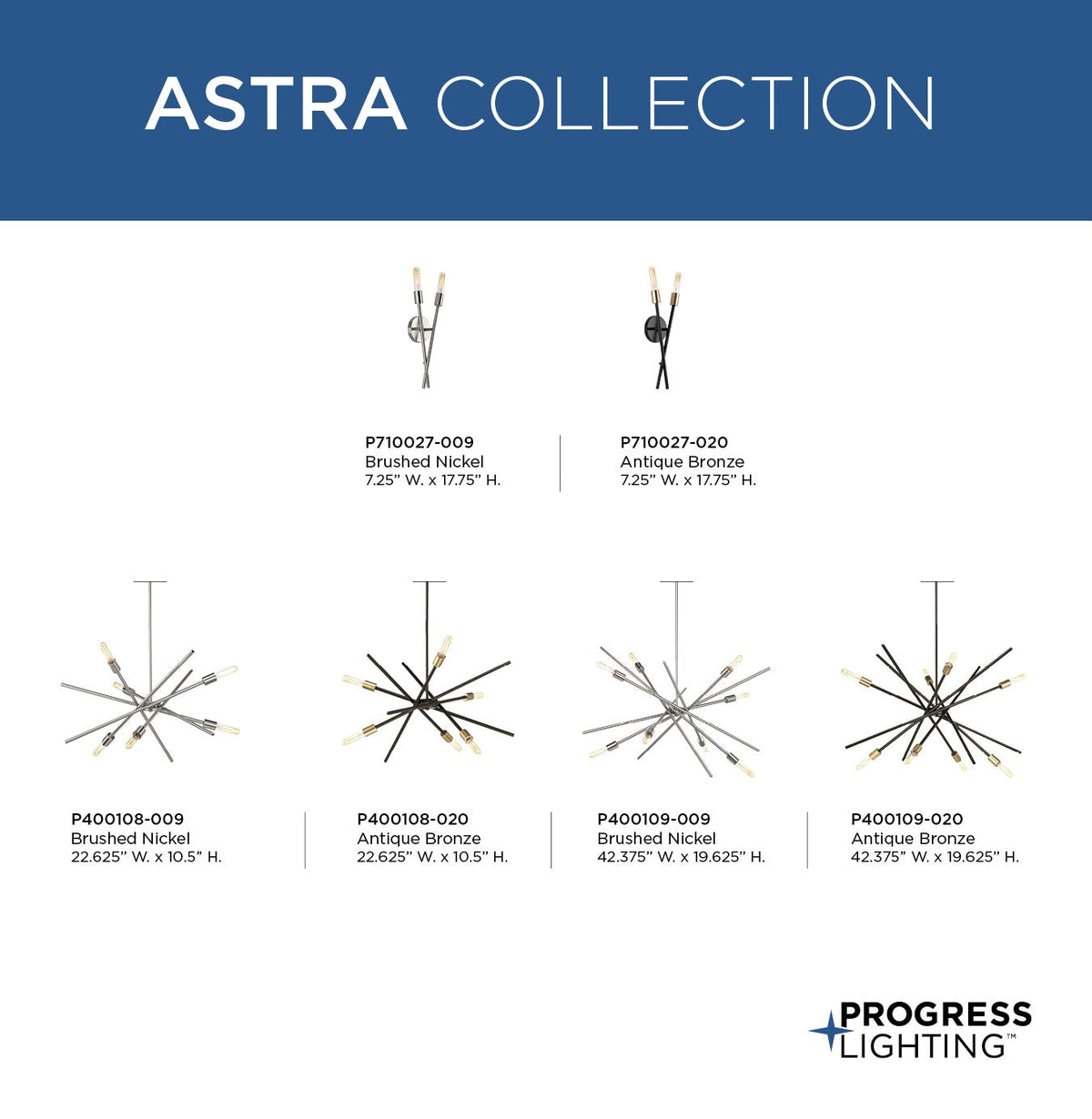 Progress Lighting Astra 8-Light Brushed Nickel Modern/Contemporary Chandelier