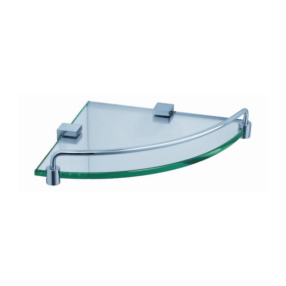 Ottimo 8.5 in. W Corner Glass Shelf in Chrome - Super Arbor