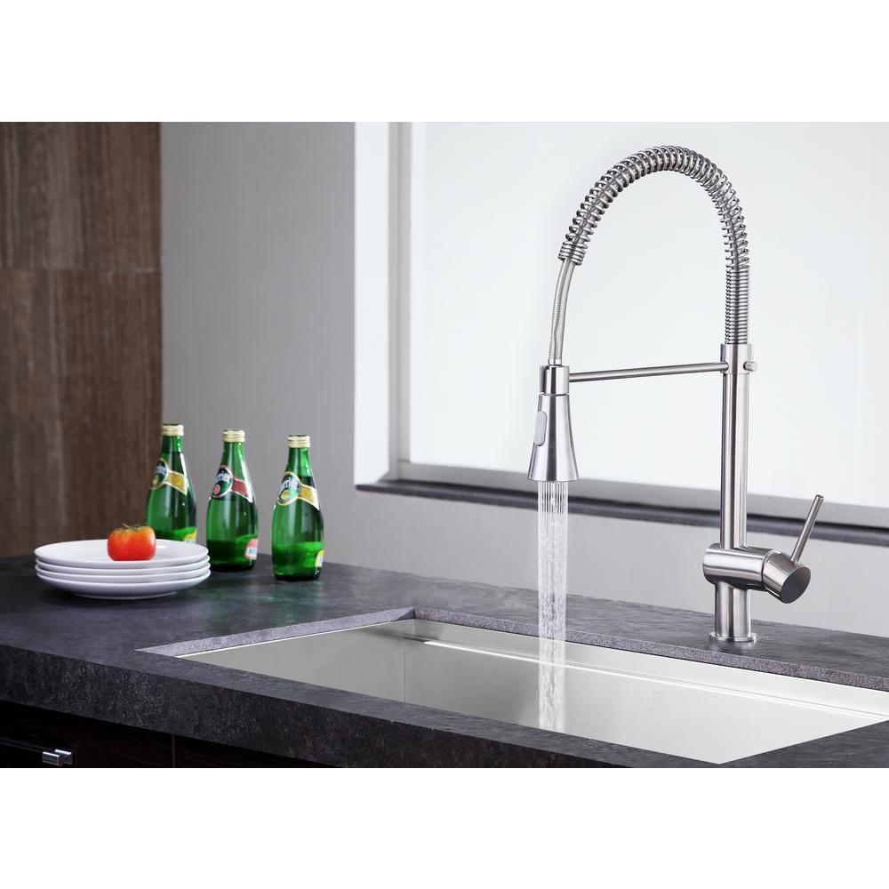 Carriage Single Handle Standard Kitchen Faucet in Brushed Nickel - Super Arbor