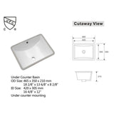 18 in. x 14 in. Vessel Sink Rectangle Undermount Bathroom Sink White - Super Arbor