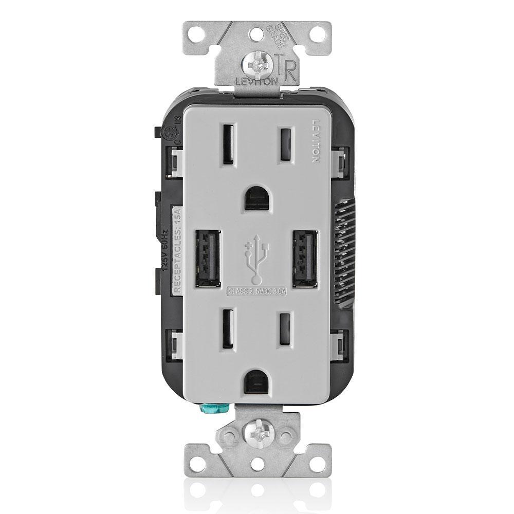 15 Amp Decora Combination Tamper Resistant Duplex Outlet and USB Charger, White (3-Pack) - Super Arbor