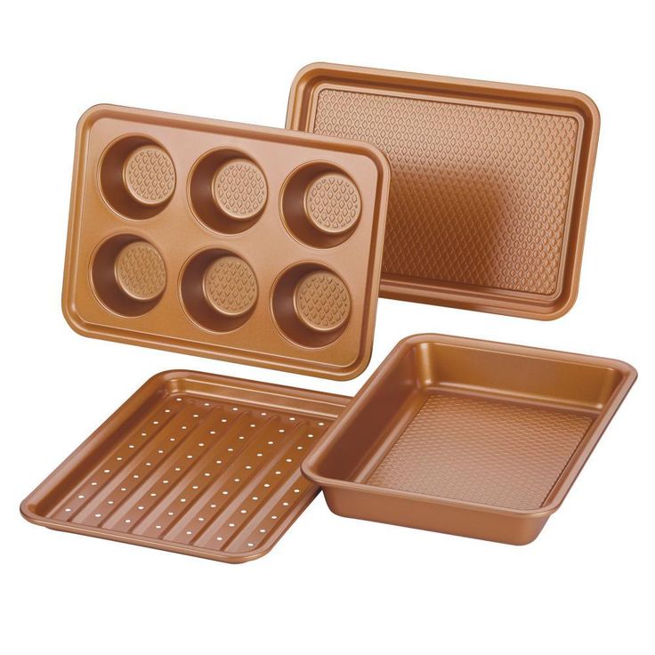 Ayesha Bakeware Toaster Oven Baking Set, Copper, 4-Piece