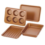 Ayesha Bakeware Toaster Oven Baking Set, Copper, 4-Piece