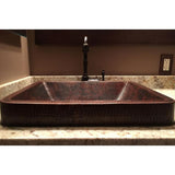 Premier Copper Products Rectangle Skirted Hammered Copper Vessel Sink in Oil Rubbed Bronze