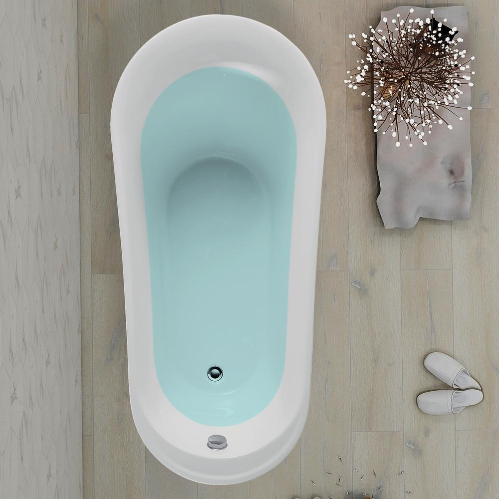 Cannes 67 in. Acrylic Flatbottom Freestanding Bathtub in White - Super Arbor