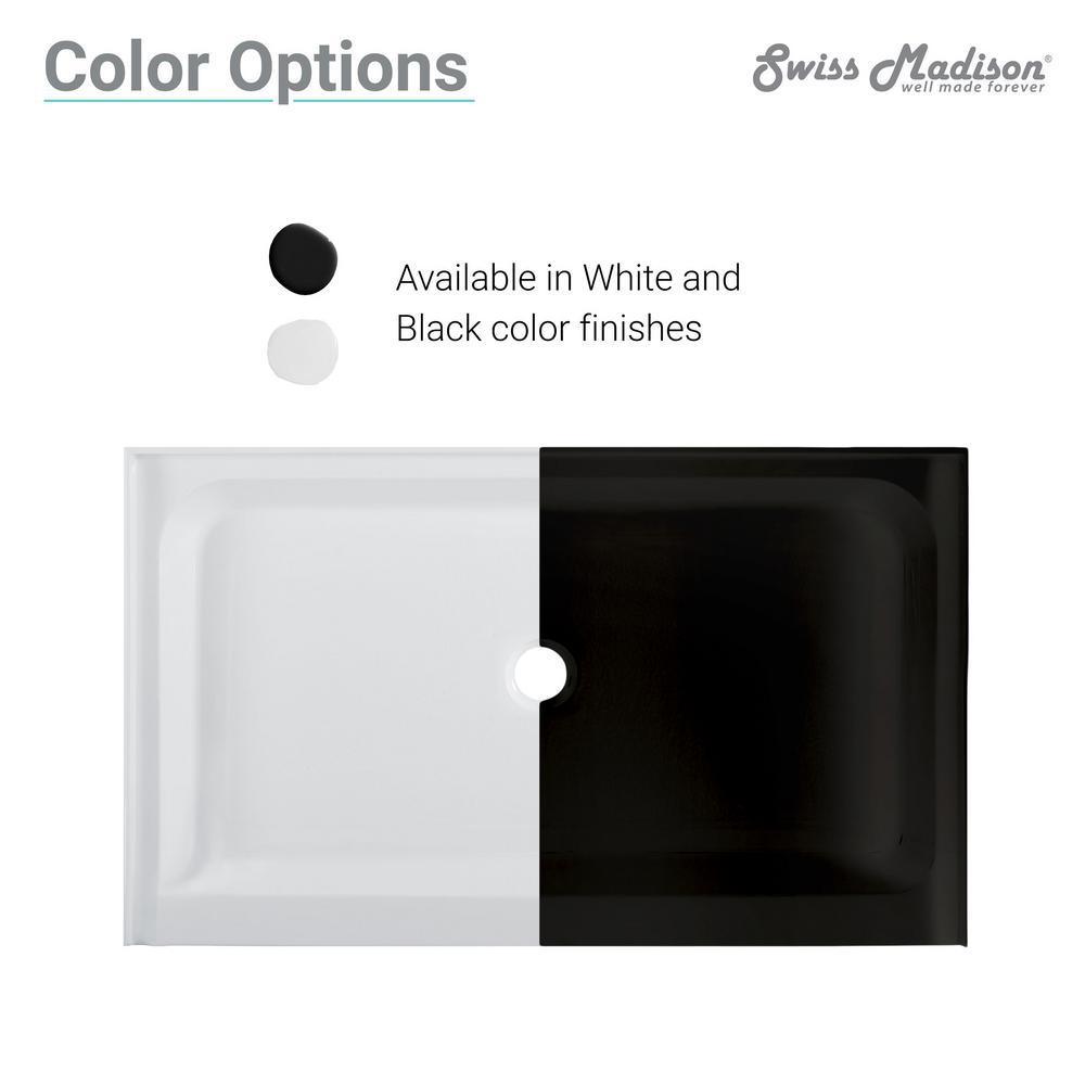 Voltaire 60 in. x 36 in. Acrylic Single-Threshold Right Drain Shower Base in Black - Super Arbor
