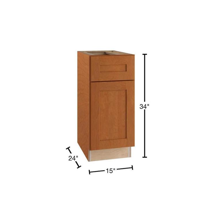 Home Decorators Collection Newport 15 in. W x 24 in. D x 34.5 in. H Assembled Plywood Base Kitchen Cabinet in Cinnamon with Soft Close RH