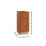 Home Decorators Collection Newport 15 in. W x 24 in. D x 34.5 in. H Assembled Plywood Base Kitchen Cabinet in Cinnamon with Soft Close RH