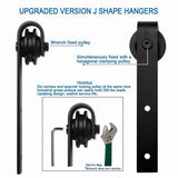 9 ft./108 in. Black Steel Sliding Barn Door Track and Hardware Kit for Double Doors with Floor Guide - Super Arbor