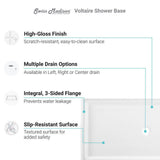 Voltaire 60 in. x 36 in. Acrylic Single-Threshold Center Drain Shower Base in White - Super Arbor