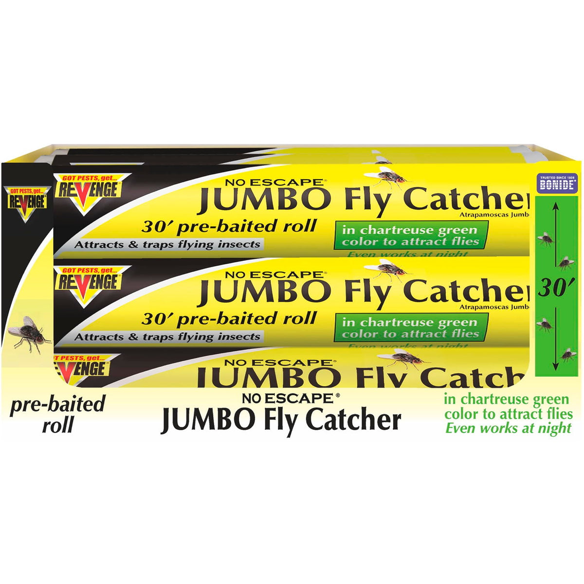 Bonide Revenge Jumbo Fly Catcher, 30' Pre-Baited Roll (1 Pack)