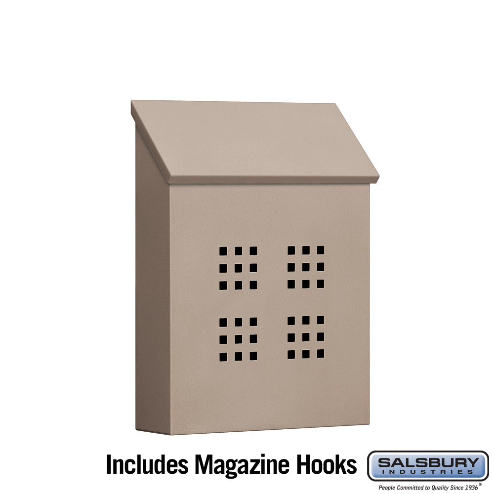 Decorative Vertical Mailbox with Privacy Plate and Magazine Hooks - Beige