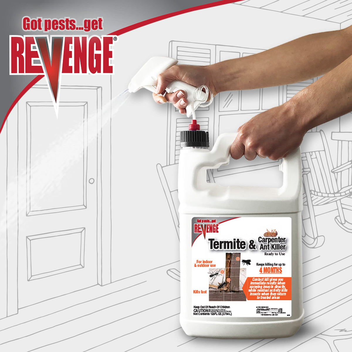 Bonide Revenge Termite & Carpenter Ant Ready-to-Use Liquid Insect Killer, 32 oz