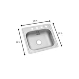 Drop-In Stainless Steel 25 in. 4-Hole Single Bowl Kitchen Sink - Super Arbor