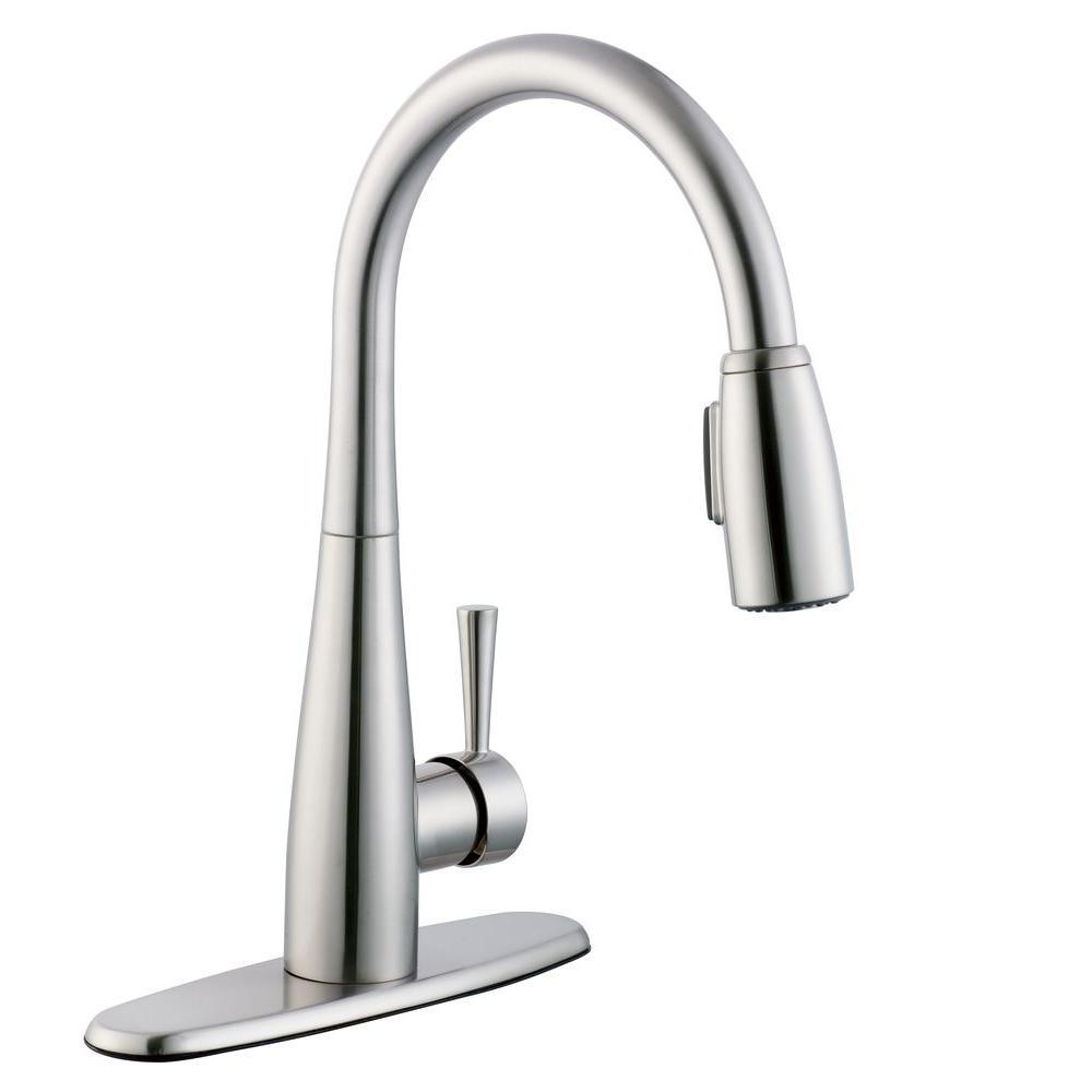 900 Series Single-Handle Pull-Down Sprayer Kitchen Faucet with Soap Dispenser in Stainless Steel - Super Arbor