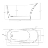 59 in. Acrylic Single Slipper Flatbottom Non-Whirlpool Bathtub in Glossy White - Super Arbor