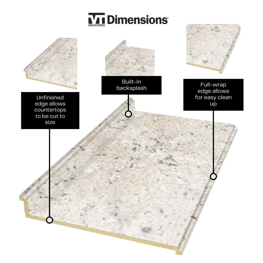 VT Dimensions Formica 6-ft Ouro Romano Etchings Straight Laminate Kitchen Countertop with Integrated Backsplash