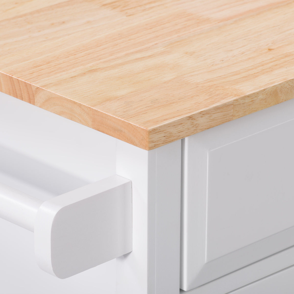 CorLiving White Mdf Base with Wood Top Rolling Kitchen Cart (32-in x 18-in x 35-in)