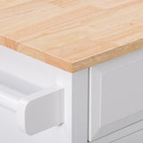 CorLiving White Mdf Base with Wood Top Rolling Kitchen Cart (32-in x 18-in x 35-in)