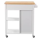 CorLiving White Mdf Base with Wood Top Rolling Kitchen Cart (32-in x 18-in x 35-in)