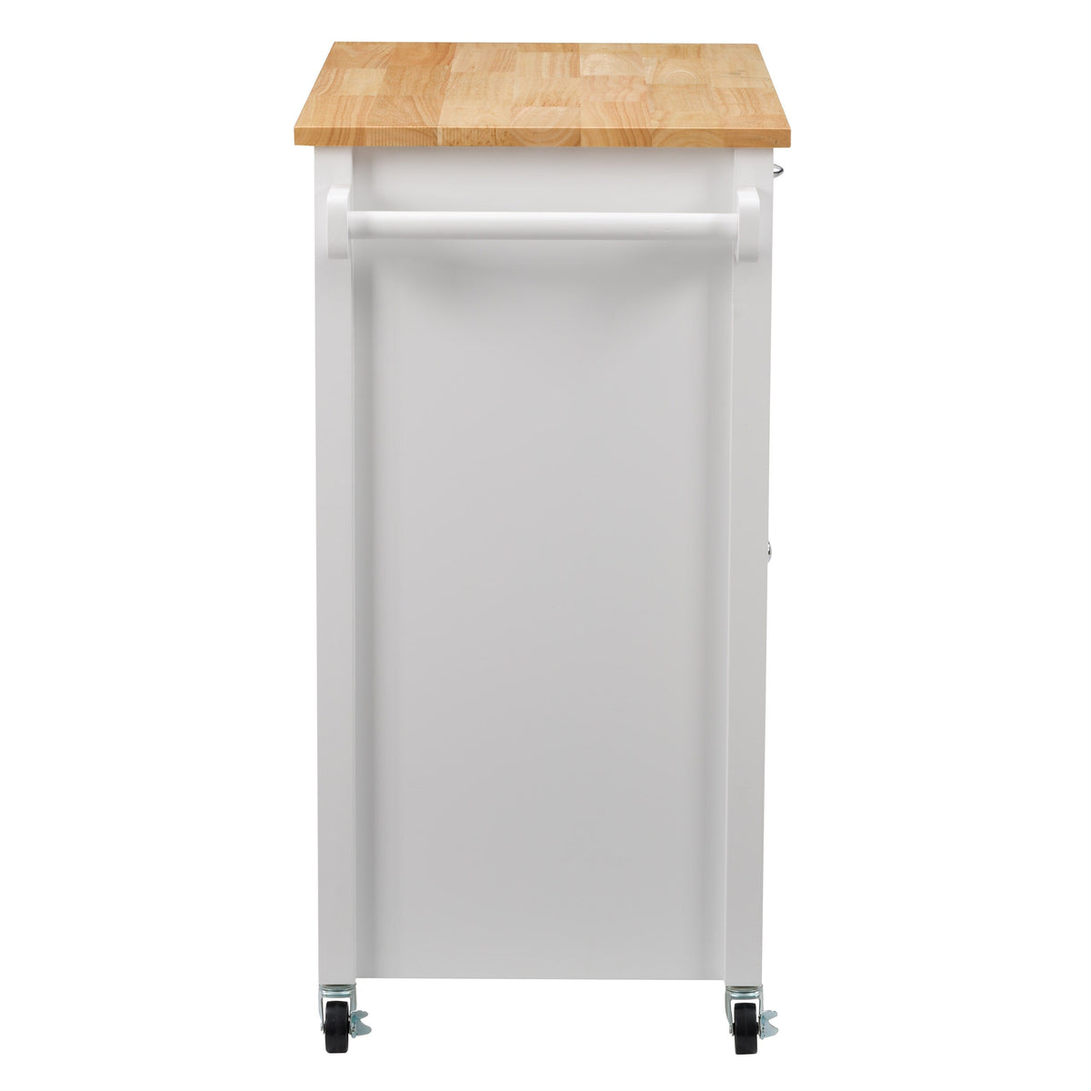 CorLiving White Mdf Base with Wood Top Rolling Kitchen Cart (32-in x 18-in x 35-in)