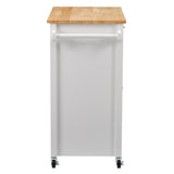 CorLiving White Mdf Base with Wood Top Rolling Kitchen Cart (32-in x 18-in x 35-in)