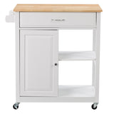 CorLiving White Mdf Base with Wood Top Rolling Kitchen Cart (32-in x 18-in x 35-in)