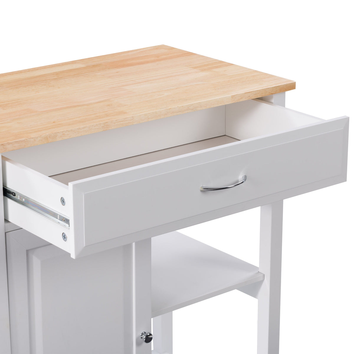 CorLiving White Mdf Base with Wood Top Rolling Kitchen Cart (32-in x 18-in x 35-in)