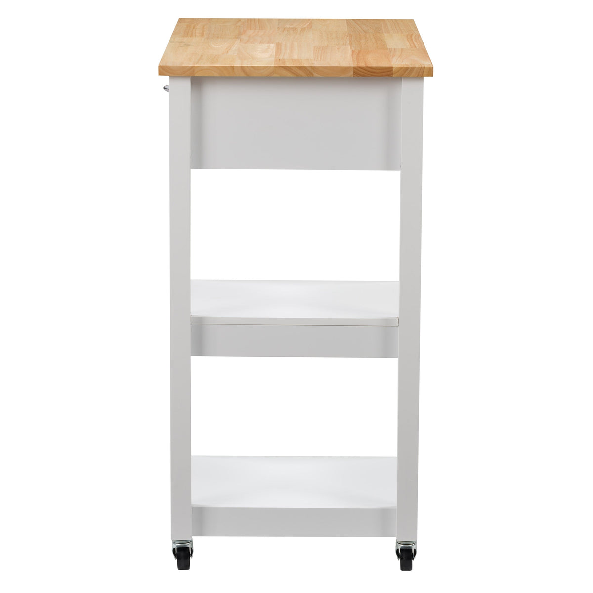 CorLiving White Mdf Base with Wood Top Rolling Kitchen Cart (32-in x 18-in x 35-in)