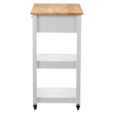 CorLiving White Mdf Base with Wood Top Rolling Kitchen Cart (32-in x 18-in x 35-in)
