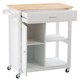 CorLiving White Mdf Base with Wood Top Rolling Kitchen Cart (32-in x 18-in x 35-in)