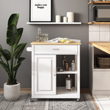 CorLiving White Mdf Base with Wood Top Rolling Kitchen Cart (32-in x 18-in x 35-in)
