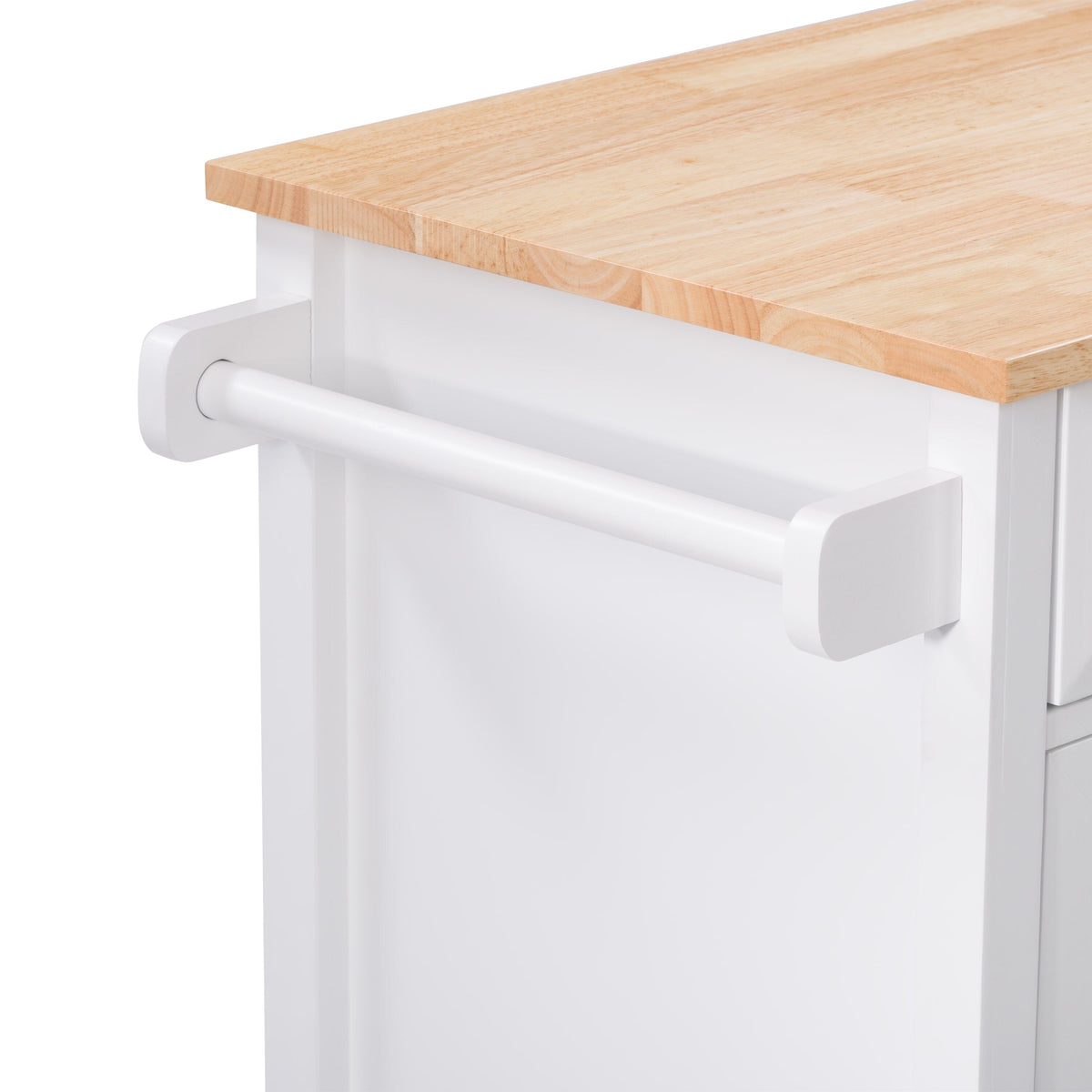 CorLiving White Mdf Base with Wood Top Rolling Kitchen Cart (32-in x 18-in x 35-in)