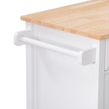 CorLiving White Mdf Base with Wood Top Rolling Kitchen Cart (32-in x 18-in x 35-in)