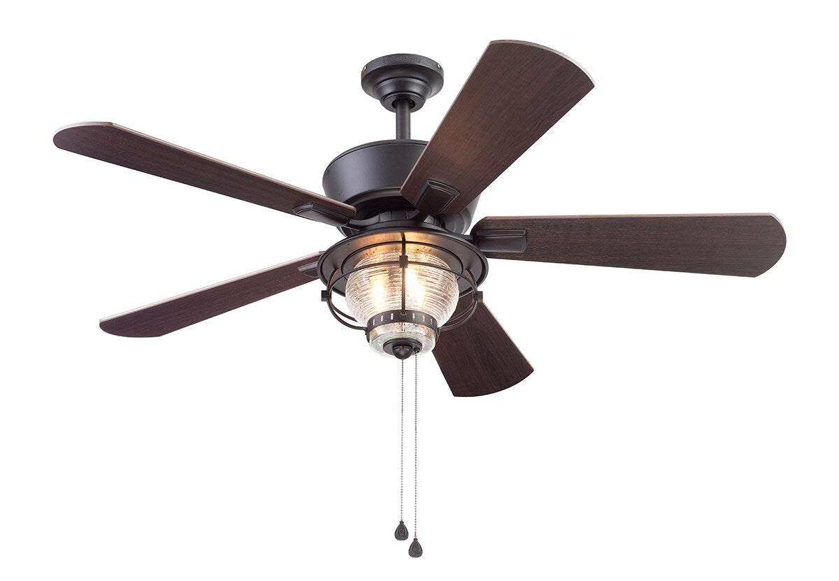 Harbor Breeze Merrimack II 52-in Matte Bronze LED Indoor/Outdoor Ceiling Fan with Light Kit, 5-Blade