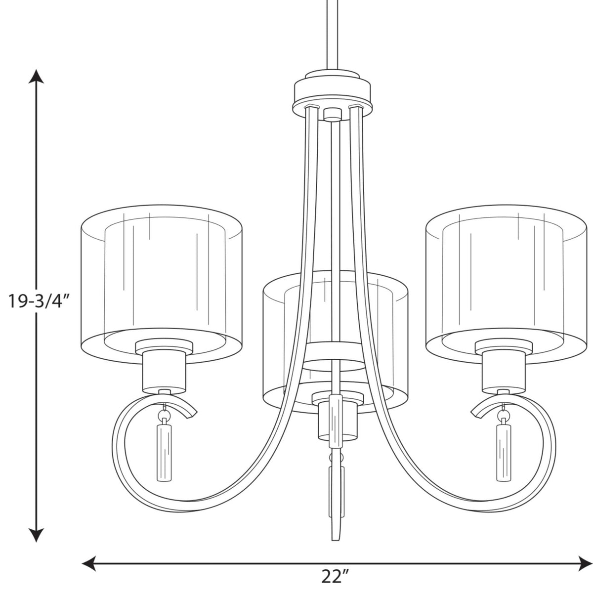 Progress Lighting Invite 3-Light Antique Bronze Transitional Chandelier