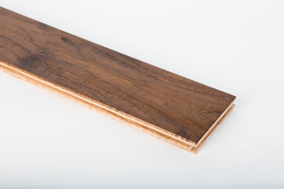 allen + roth Hickory Provincial hardwood flooring — carton and plank detail