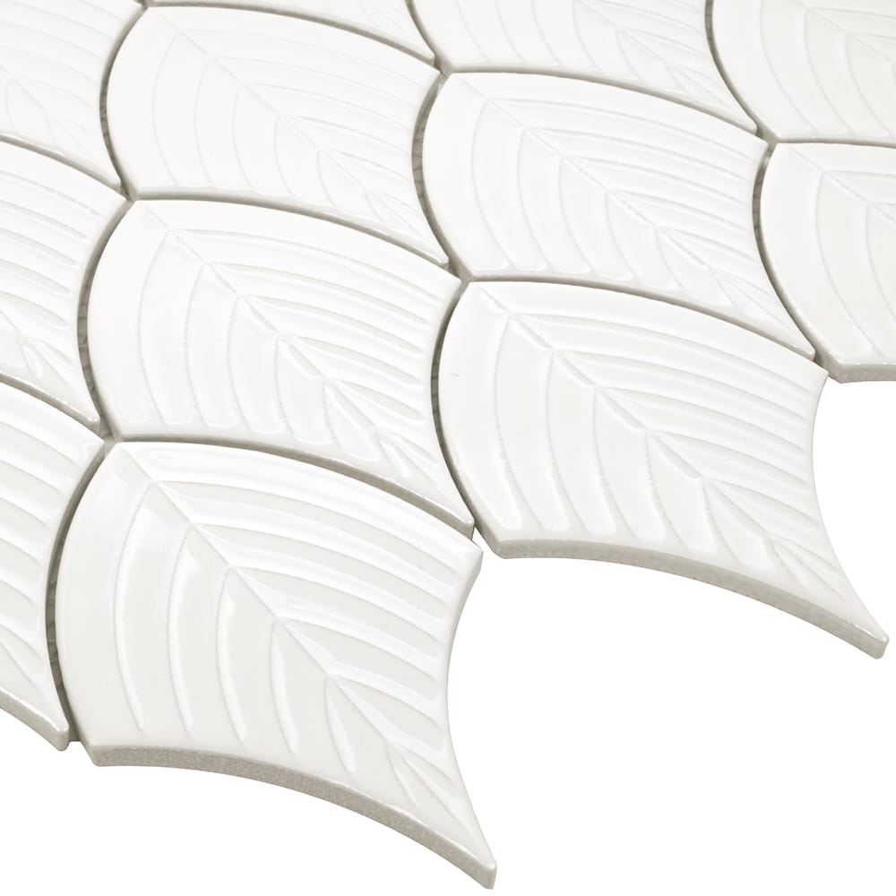 Satori Hudson Brilliant White 11-in x 13-in Glossy Porcelain Arabesque Mosaic Wall Tile (1.01-sq. ft/ Piece)