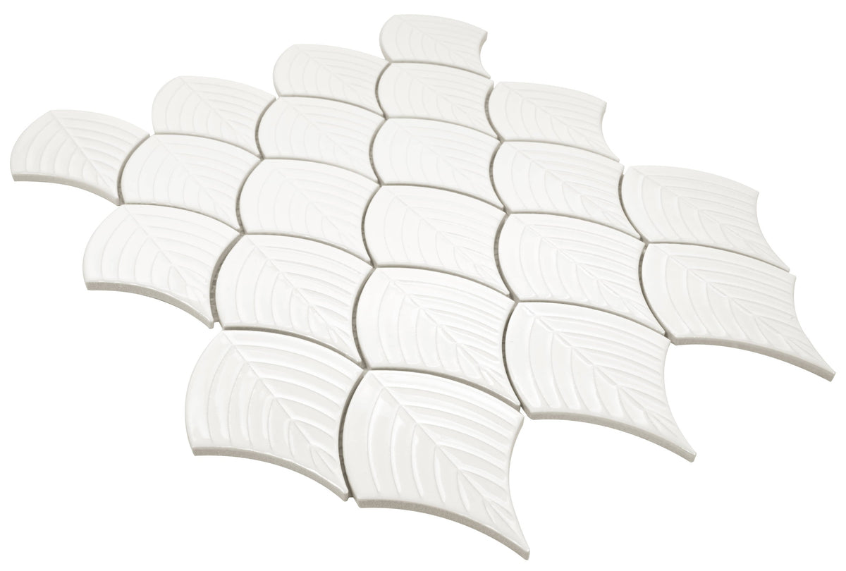 Satori Hudson Brilliant White 11-in x 13-in Glossy Porcelain Arabesque Mosaic Wall Tile (1.01-sq. ft/ Piece)