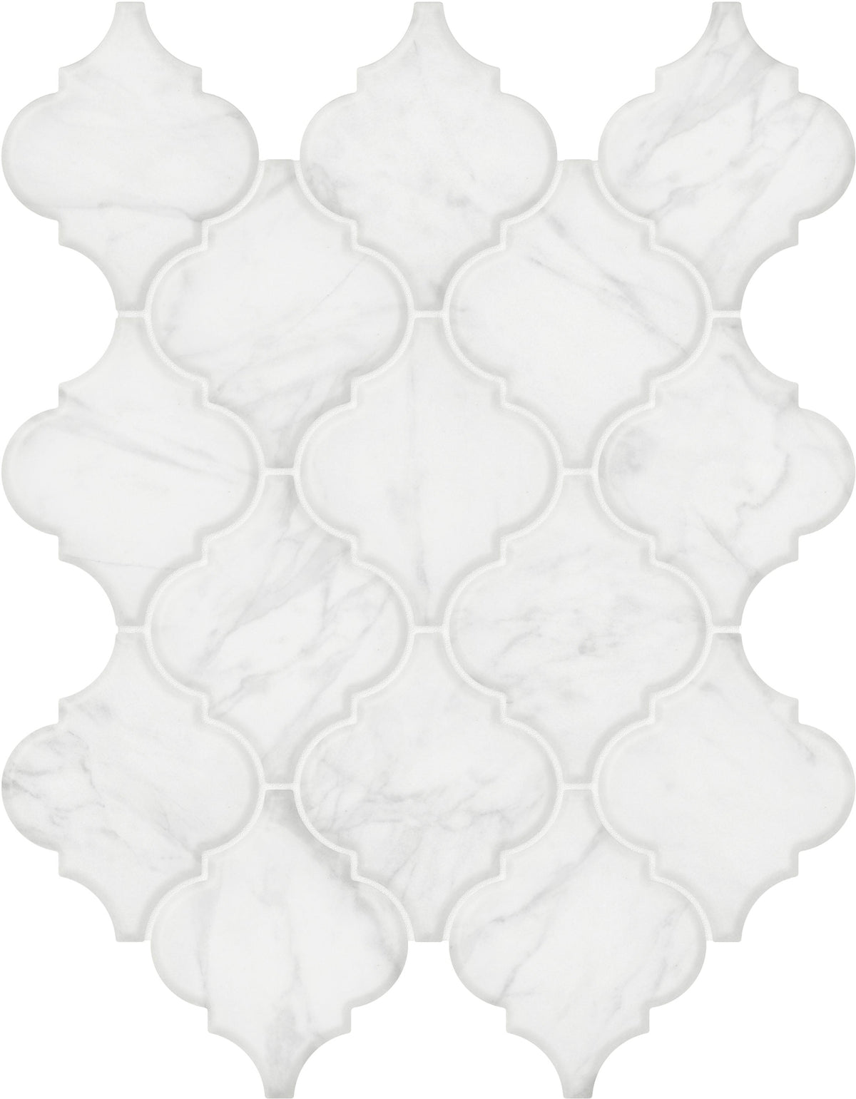 Satori Mercato Bianco 11-in x 13-in Matte Glass Marble Look Arabesque Mosaic Floor and Wall Tile (0.97-sq. ft/ Piece)