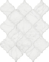 Satori Mercato Bianco 11-in x 13-in Matte Glass Marble Look Arabesque Mosaic Floor and Wall Tile (0.97-sq. ft/ Piece)